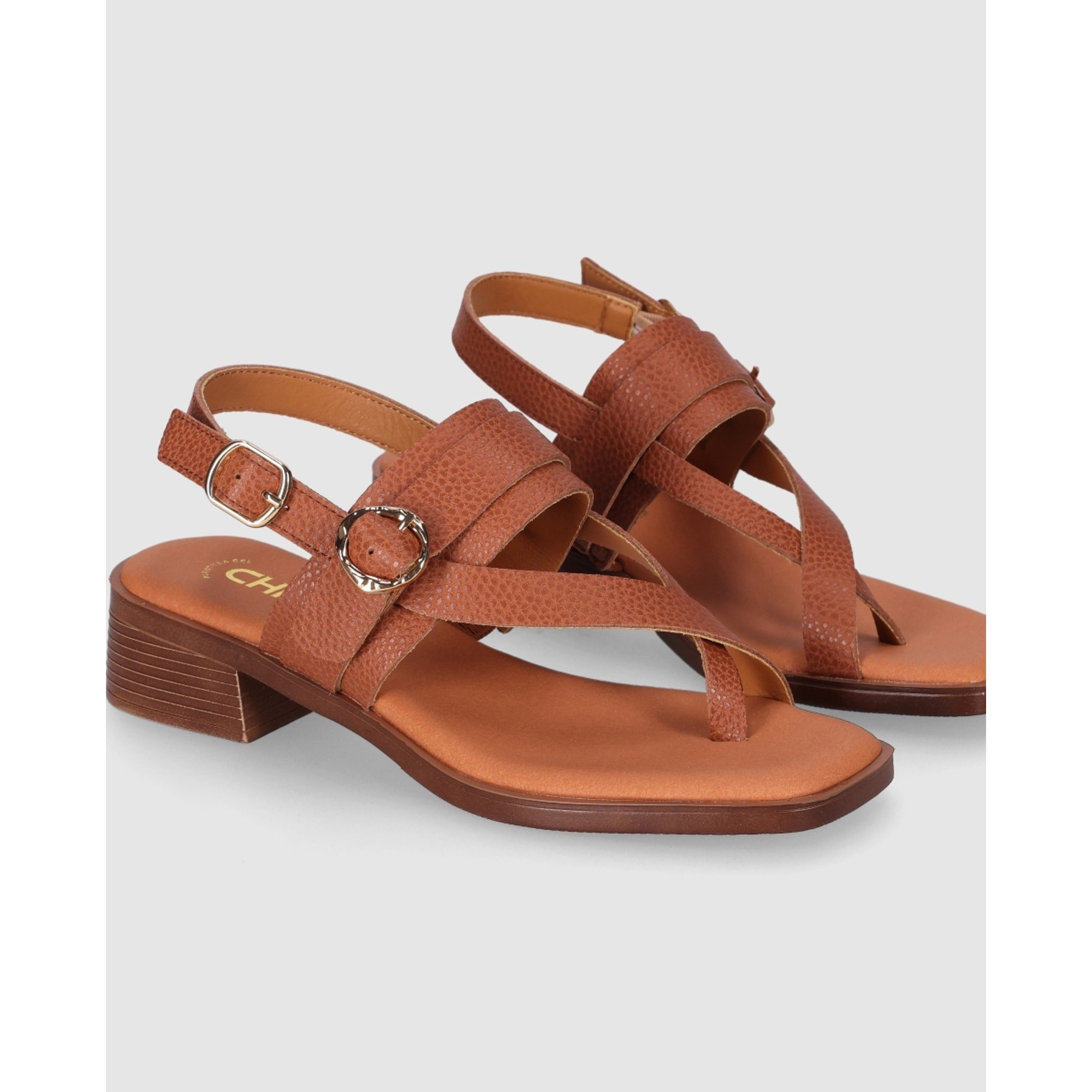 Sandalias de Serraje - Cuero - Tacón: 4 cm