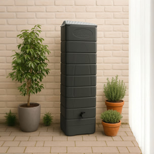 Récupérateur d'eau mural Naussac 650L Anthracite avec kit raccord chéneau inclus