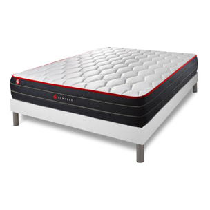 Ensemble - Matelas Hybride 26cm d'épaisseur - 7 zones de confort - Confort équilibré - Sommier tapissier monobloc - 2 places