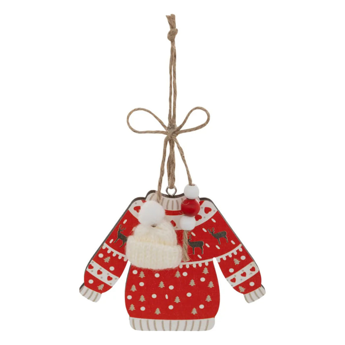 Lot de 2 sujets pull de Noël bois H.12cm