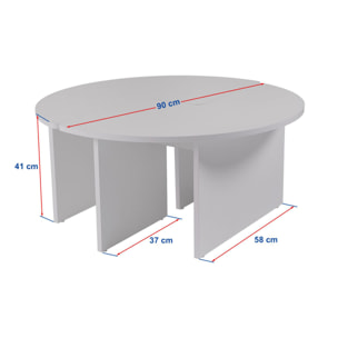 ELIAS Table basse ronde duo effet travertin 90cm