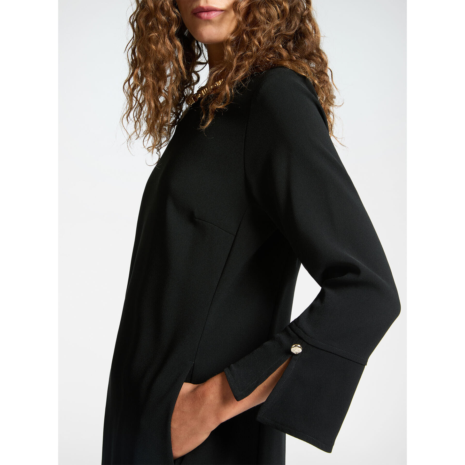 Elena Mirò - Vestido de tejido crêpe - Negro