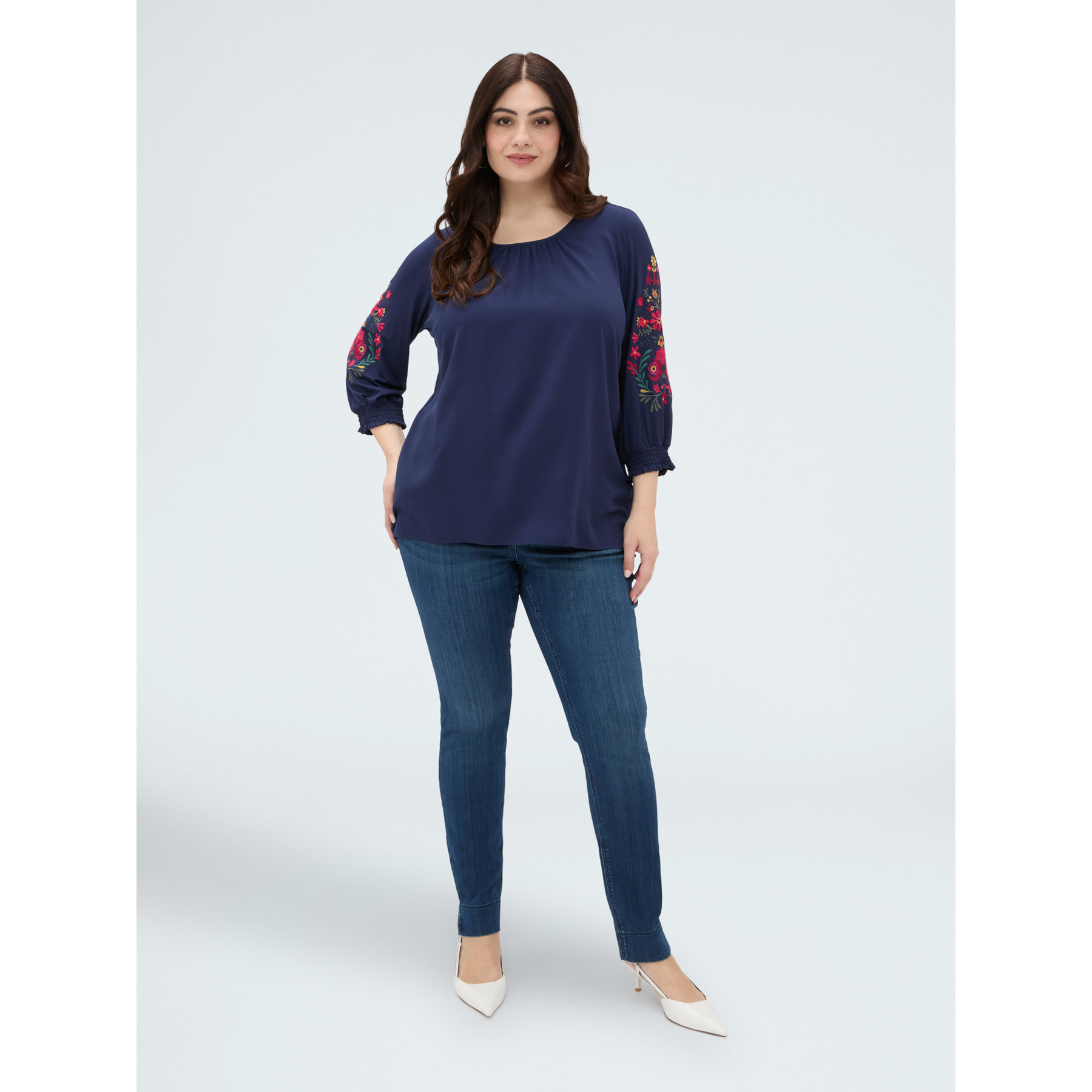 Fiorella Rubino - Camiseta de viscosa con bordados - Azul