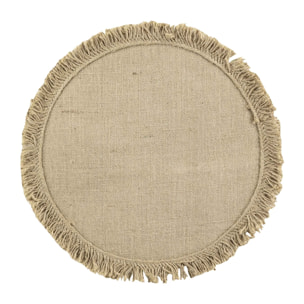 Set de table rond en jute à franges - Naturel