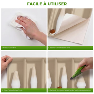 Stickers muraux 3D | Sticker Mural Autocollant effet 3D Vases en bois blanc - Stickers adhésifs 3D Chambre Salon Trompe l'oeil