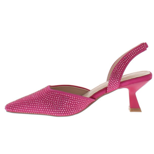 Marina Galanti Scarpe Donna Micro-strass Decollete Slingback Heeled 60 MG 1A122 Fuxia