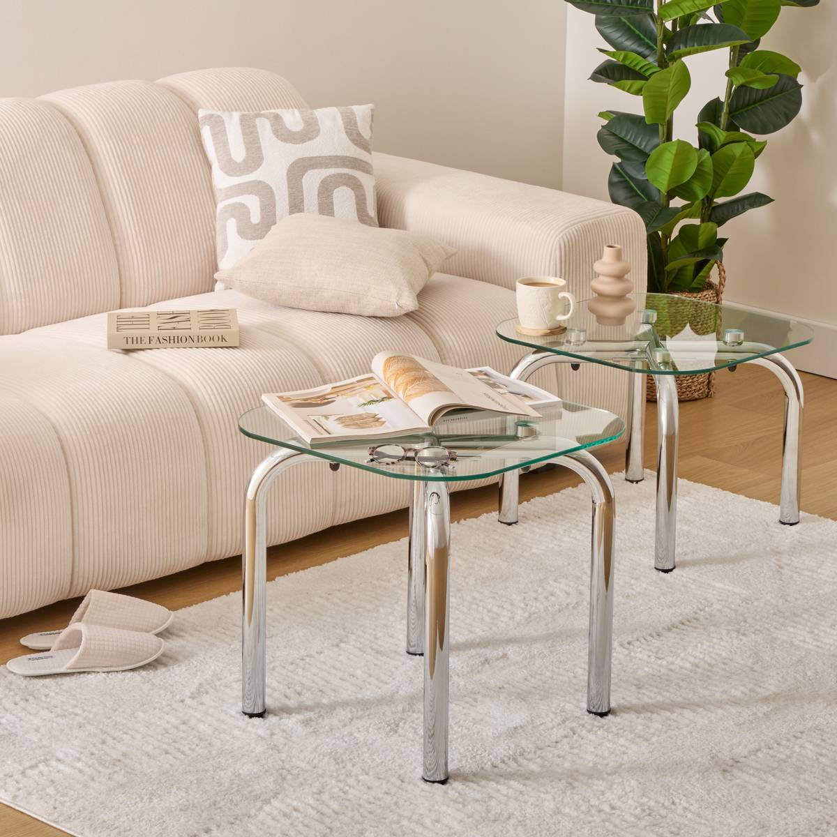 Lot de tables d'appoint Hecate argent 50x50cm