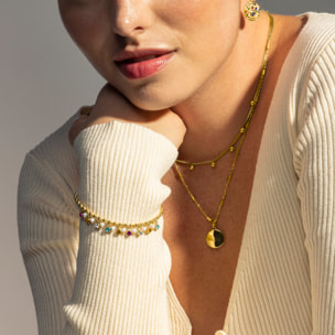 Pulsera de Circonita Multicolor acabada en oro amarillo de 18K- Zasid