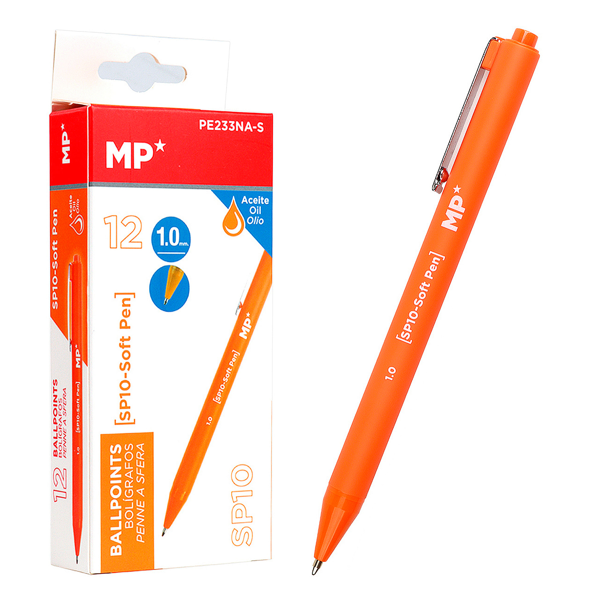 PACK 12 BOLÍGRAFOS TINTA ACEITE 1.0 mm NARANJA
