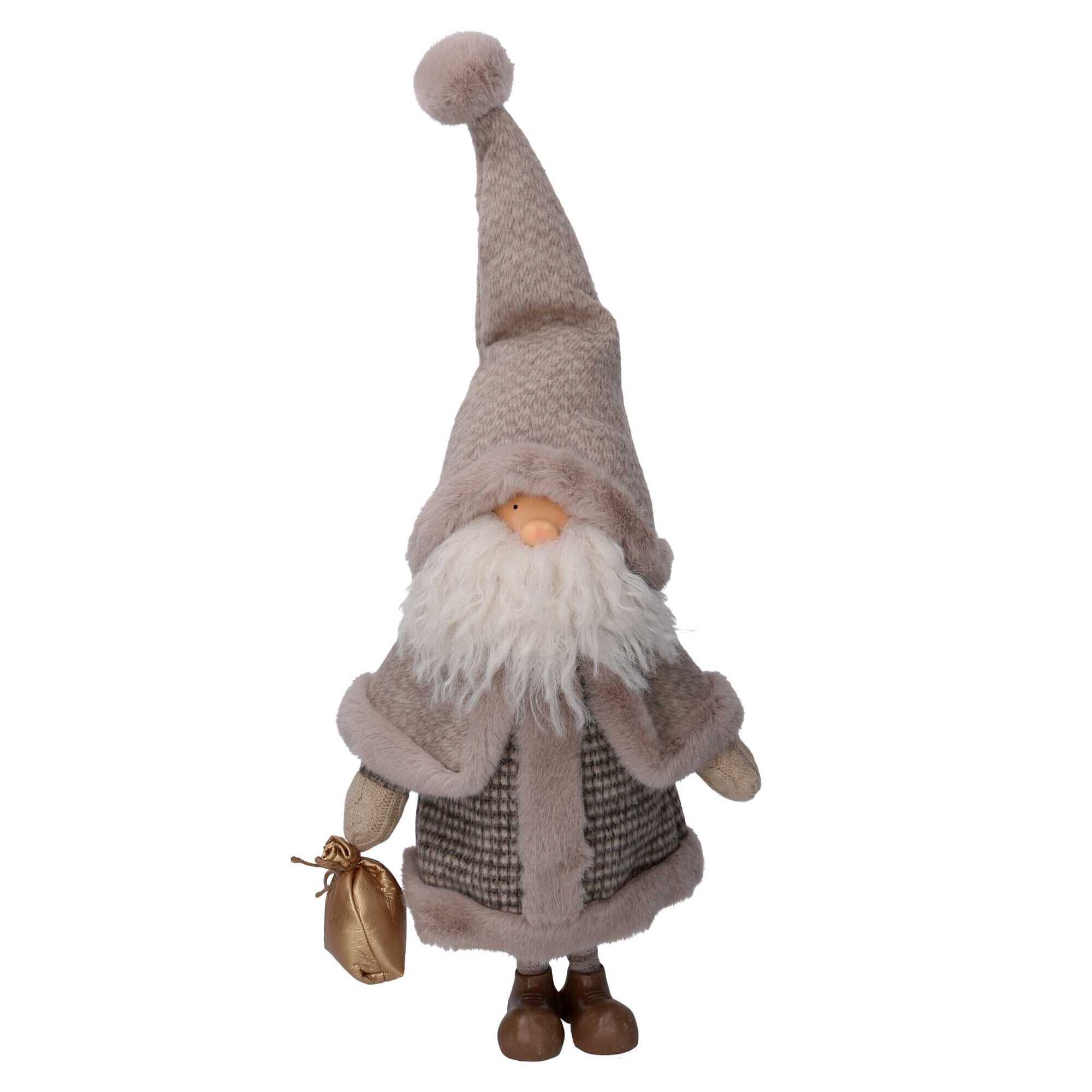 Babbo natale in tessuto con sacco grigio cm36x19h62