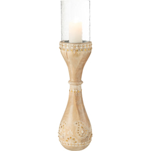 J-Line chandelier Perles - bois - naturel/blanc - large