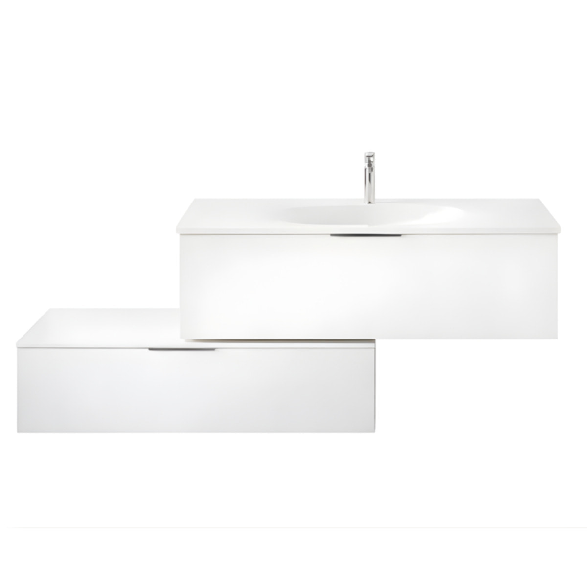 Meuble vasque 90 cm Olena en décalé blanc