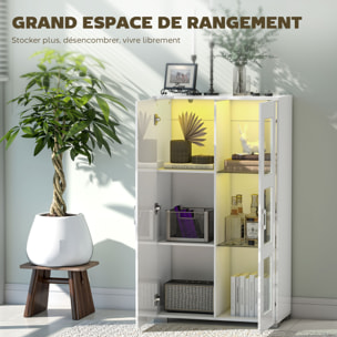 Buffet de cuisine LED 16 couleurs - 2 portes, 3 niveaux - 71x35x126cm, blanc