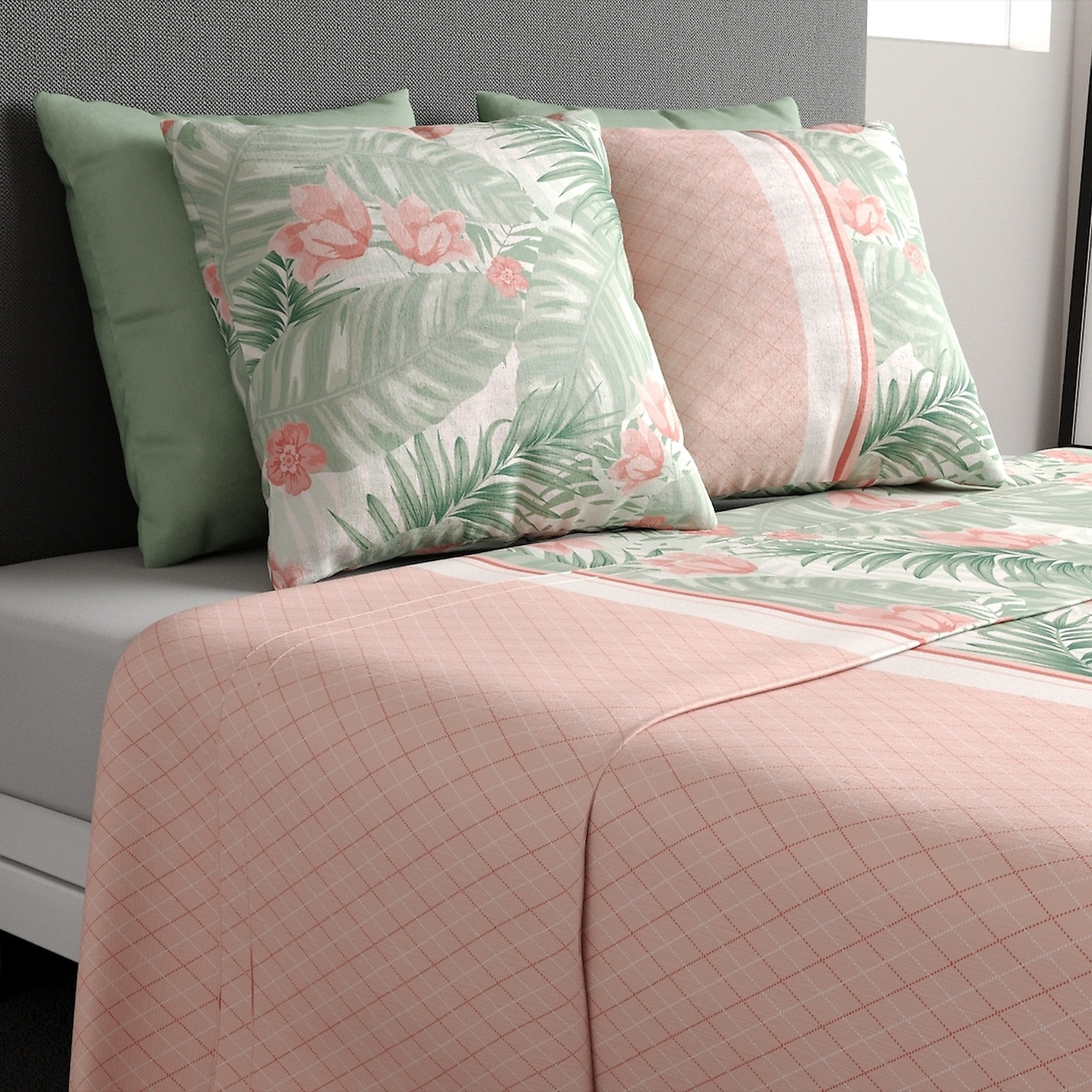 Parure De Drap 3pcs avec Drap Housse 90x190cm 100% Coton 57fils Bora