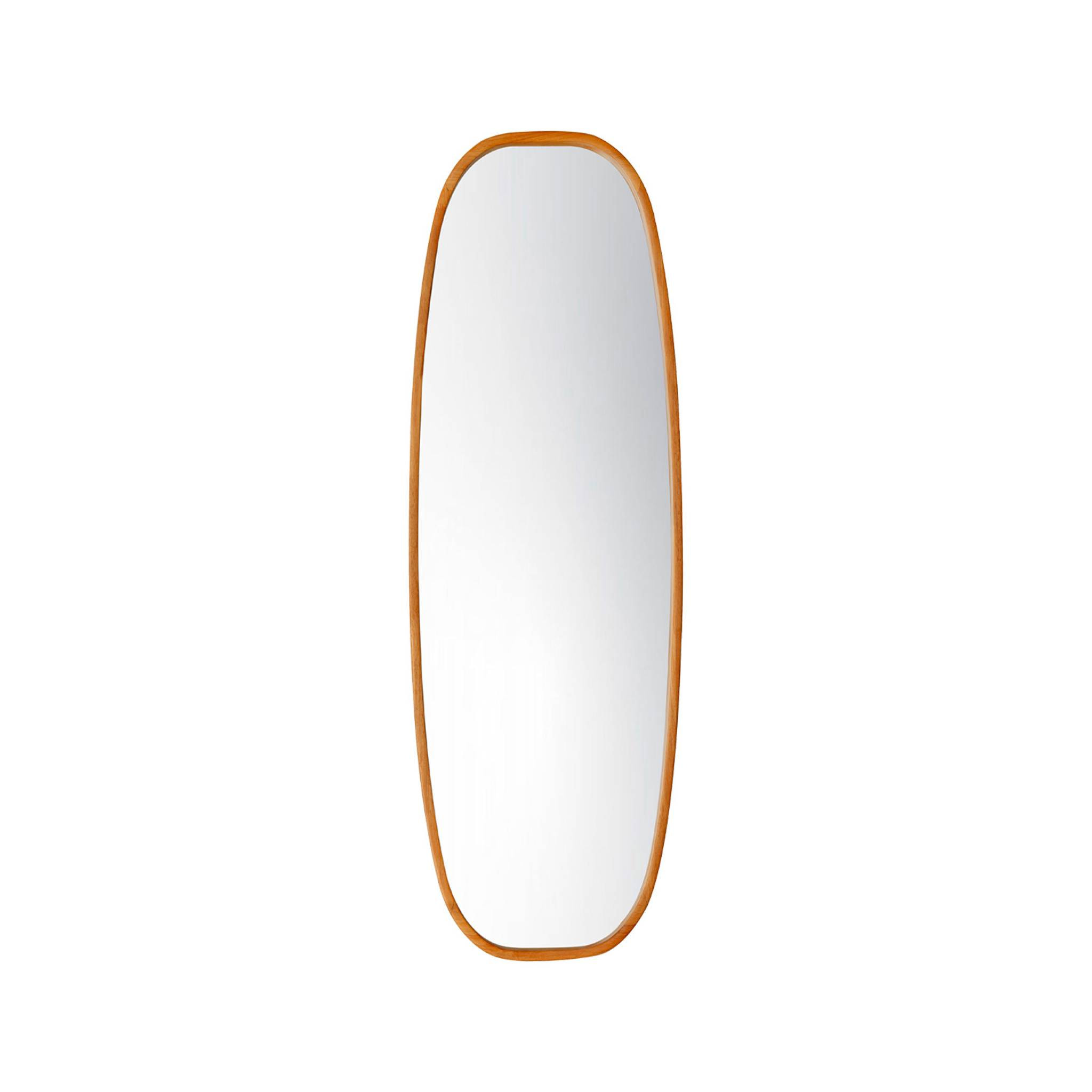 Miroir rectangulaire JAMIE en bois d'hévéa. bords arrondis. couleur bois clair. 120 cm