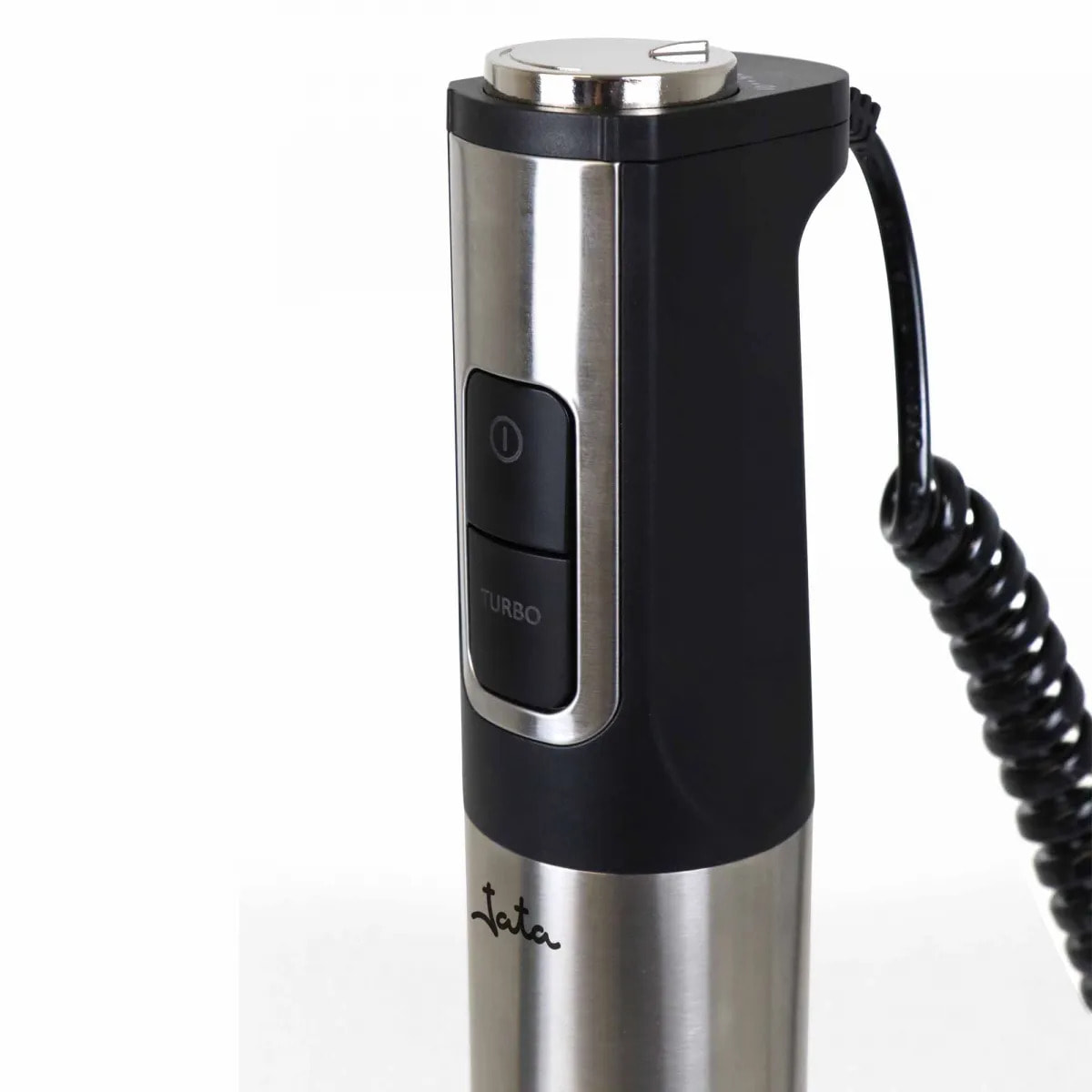 Batidora de mano JATA JEBT1855 de 1200 W. 4 cuchillas. Pie extralargo de 26 cm. Cable en espiral. Función turbo
