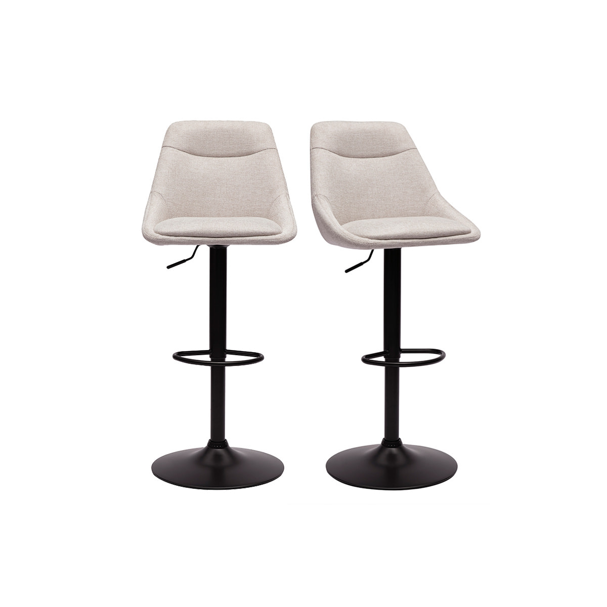 Tabourets de bar réglables pivotants 360° en tissu effet velours texturé beige et métal (lot de 2) ALESS