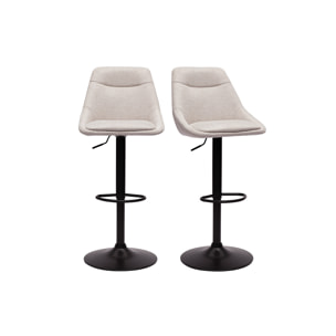 Tabourets de bar réglables pivotants 360° en tissu effet velours texturé beige et métal (lot de 2) ALESS