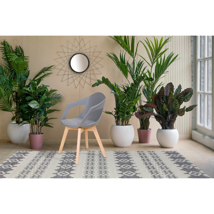 Set di 2 sedie di design Chandra in polipropilene e faggio grigio