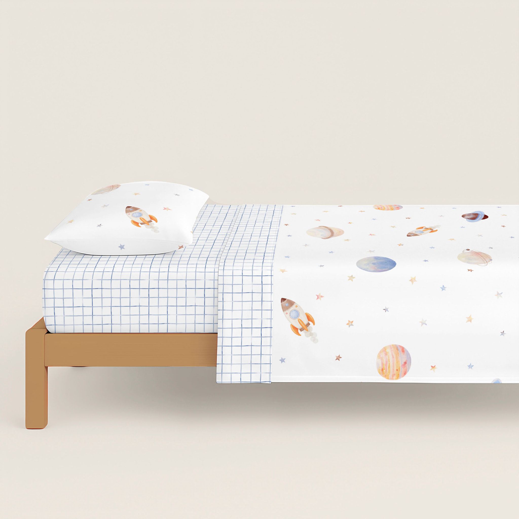 Cool Kids - Funda Nórdica Estampada - Reversible - Infantil - Cierre Solapa - 100% Algodón - Incluye 1 Funda de Almohada - Astro