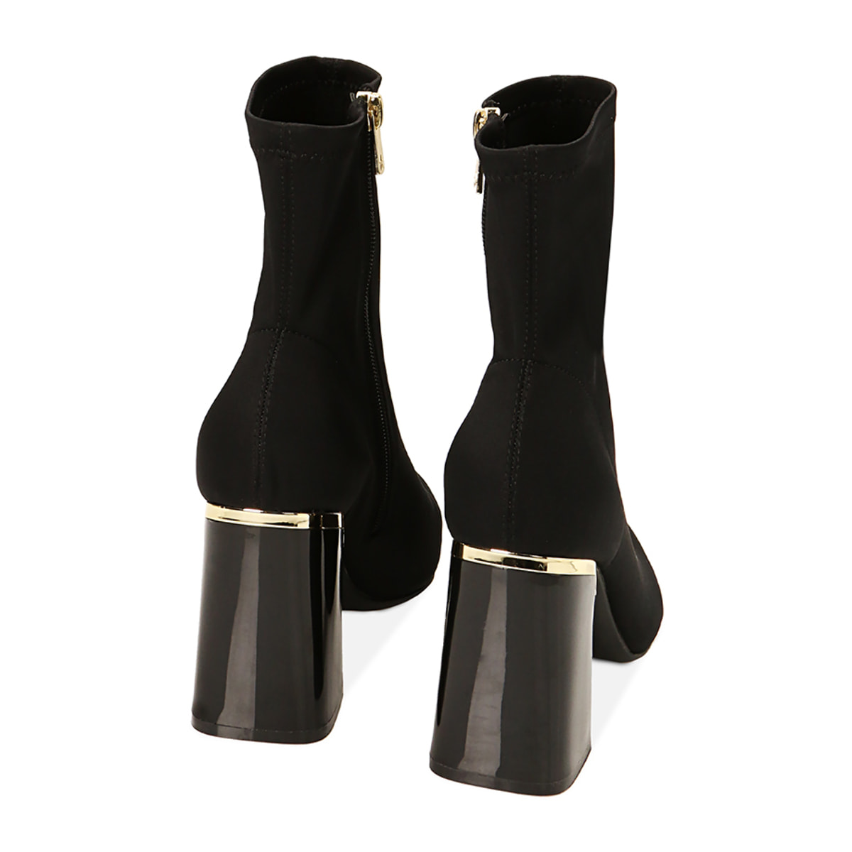 Botines de tela negros tacón 9,5 cm