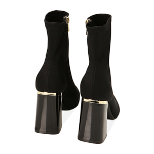 Botines de tela negros tacón 9,5 cm