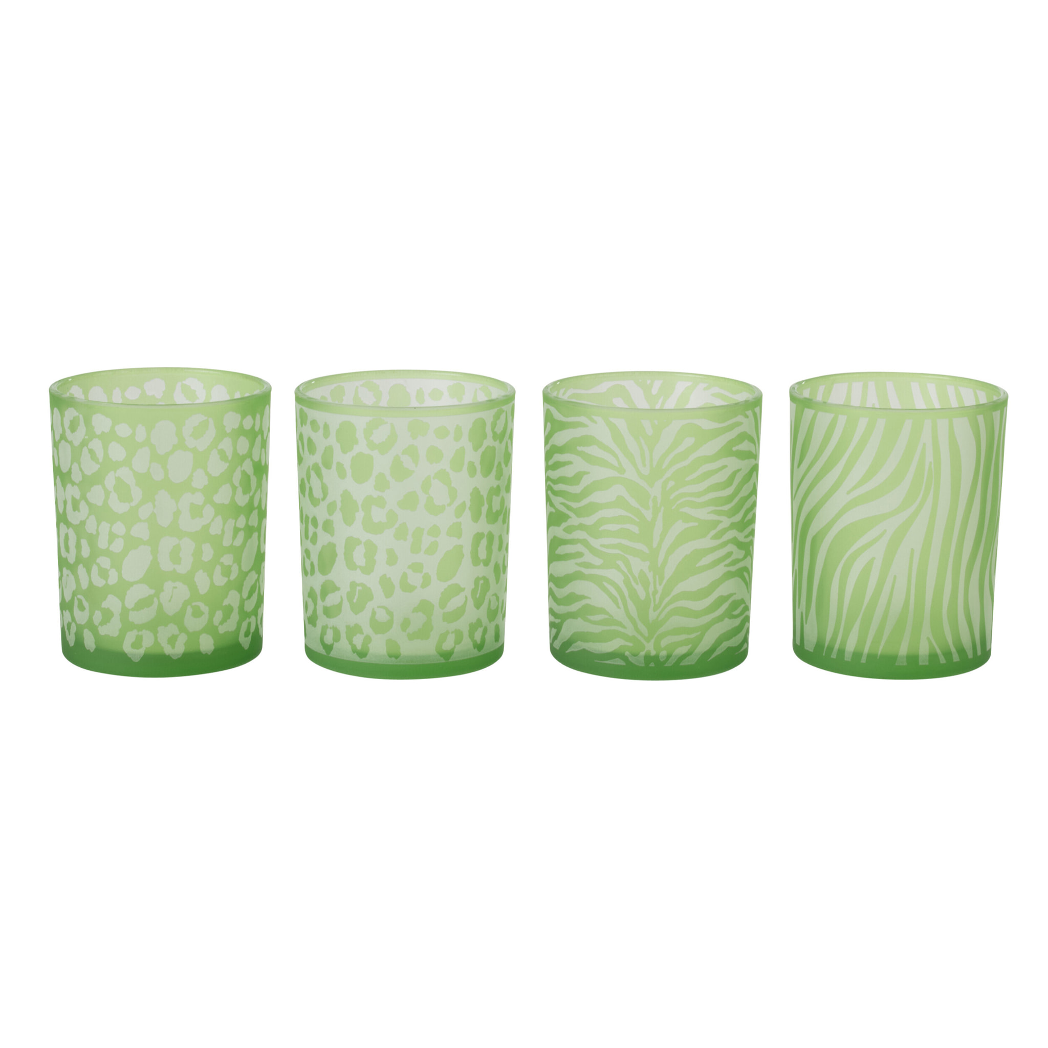 J-Line Photophore Imprimé Animaux - verre - vert - large - 4 pièces