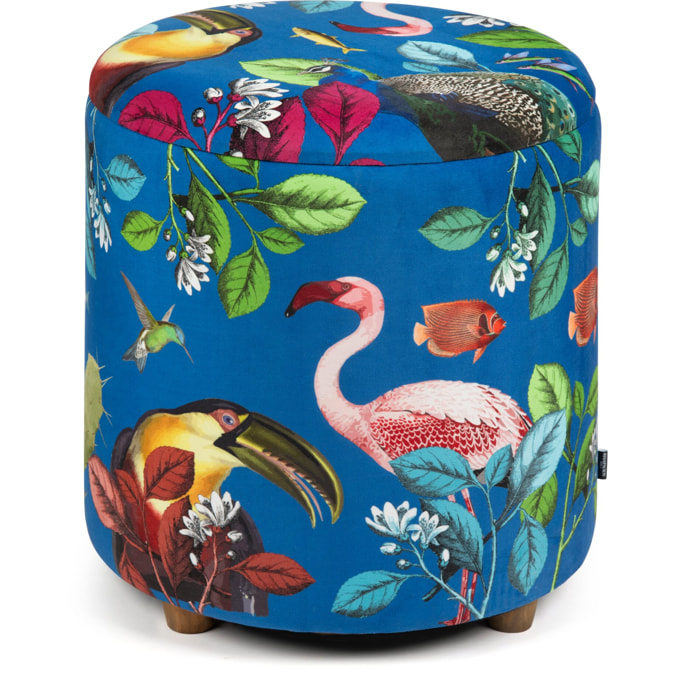 Pouf contenitore Excelsa Rhapsody in velluto e legno 39x39x43 cm multicolore
