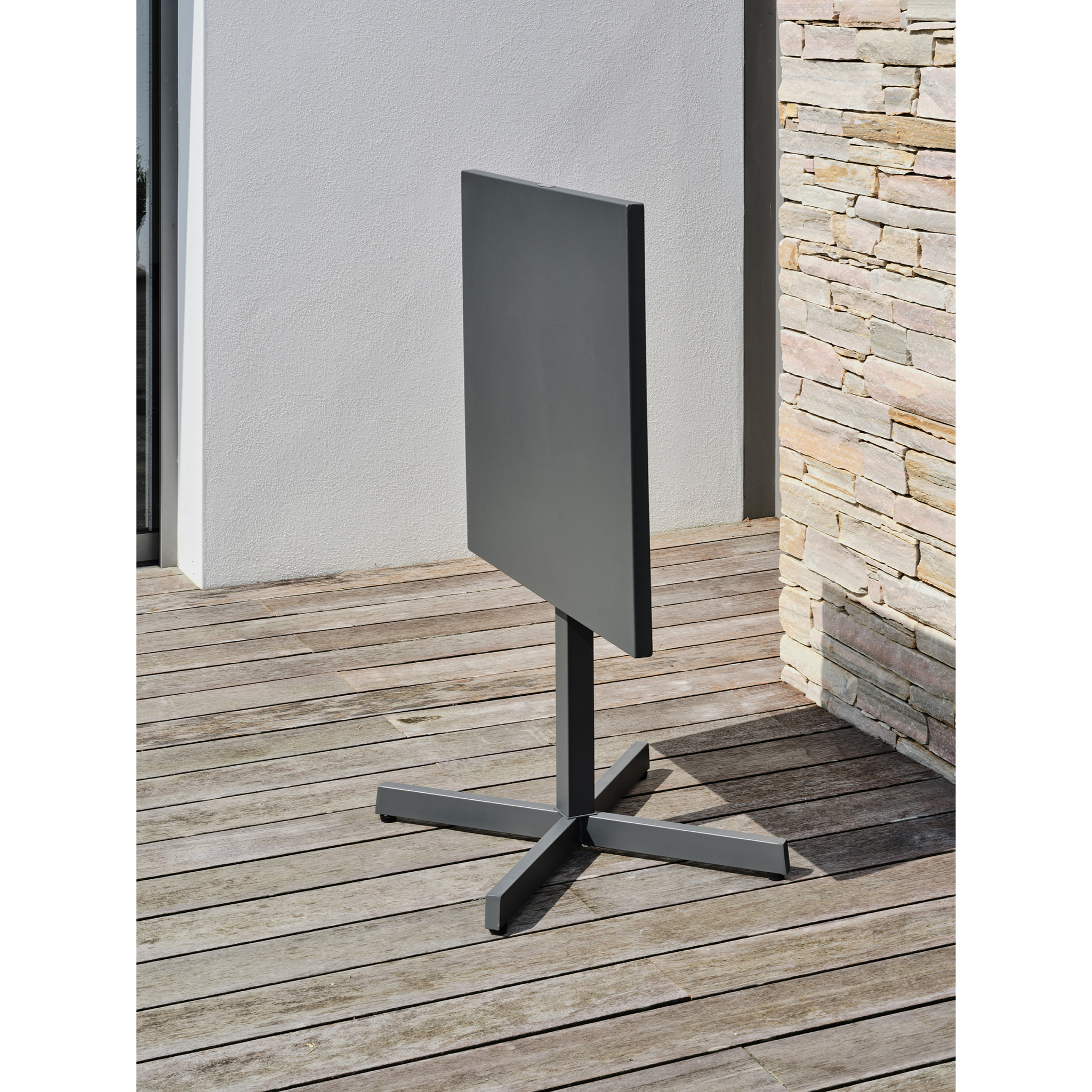 LOUISE - Guéridon de jardin avec plateau pliant en acier gris anthracite