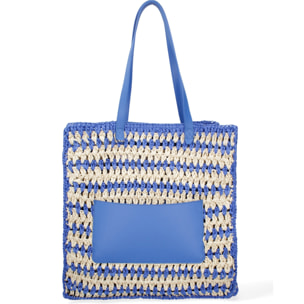 Borsa a spalla da donna - Modello False - Paglia intrecciata - 37.0 x 38.0 x 21.0 cm