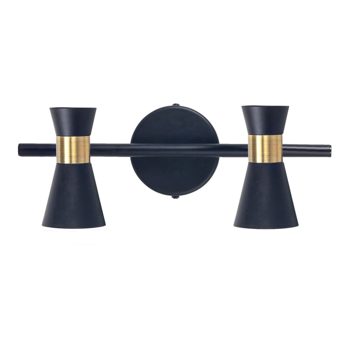 FORLIGHT Eufo lampara aplique doble negro con acabado oro para bombilla GU10
