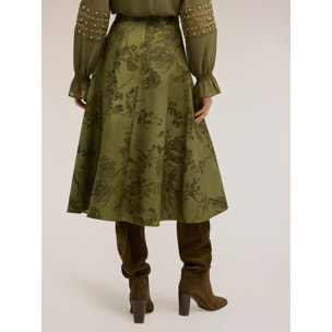 Motivi - Gonna midi a ruota con fantasia botanica - Verde militare