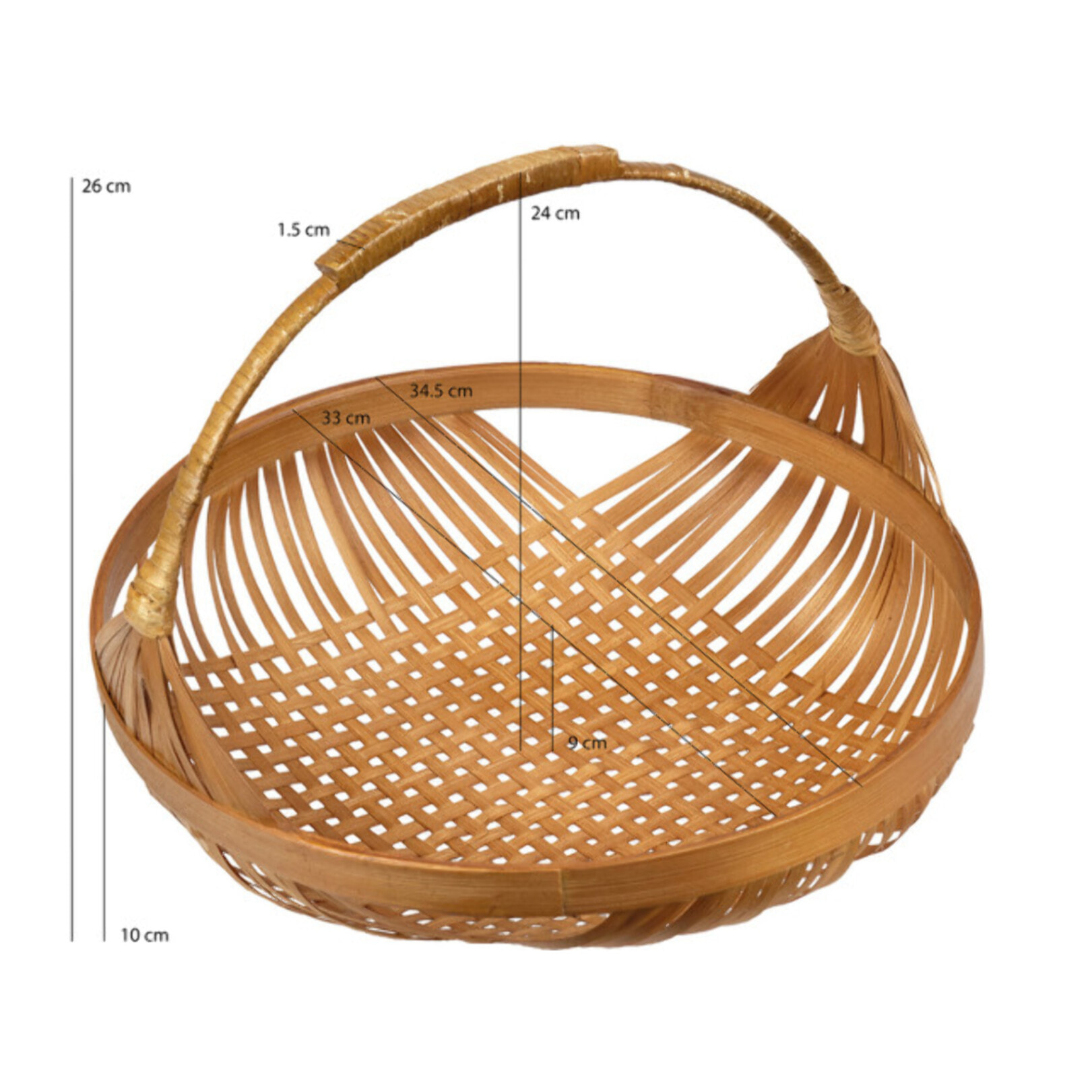 Panier Rond avec Anse et Tressage Artisanal en Bambou - CATANIA