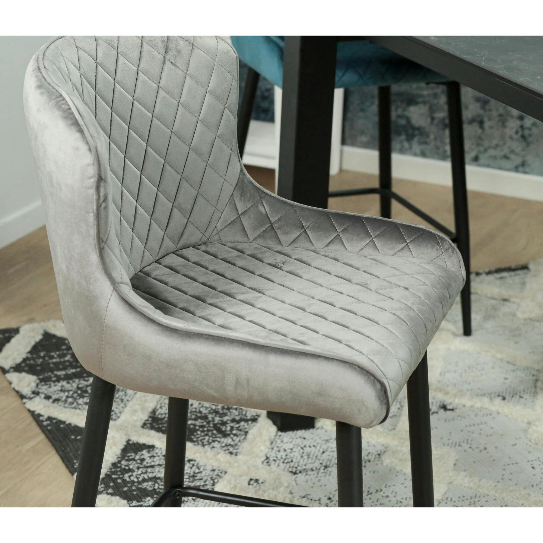 Chaise de bar velours gris (lot de 2) ARLINGTON
