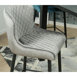Chaise de bar velours gris (lot de 2) ARLINGTON