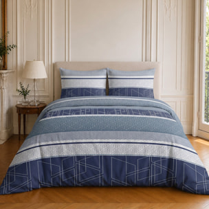 Parure housse de couette 100% coton motif géométrique - ULYSSE