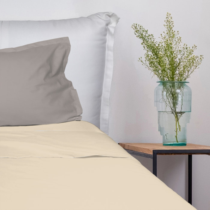 UNO CASA DESIGN Completo Letto Bice 25 Bicolor in Puro Cotone_Una piazza e mezza_taupe