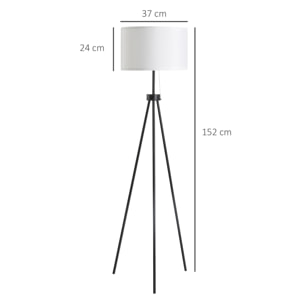 Lámpara de Pie Moderna Lámpara de Pie Salón con Pantalla Redonda Trípode y Casquillo E27 Lámpara para Dormitorio Sala de Estar Blanco y Negro