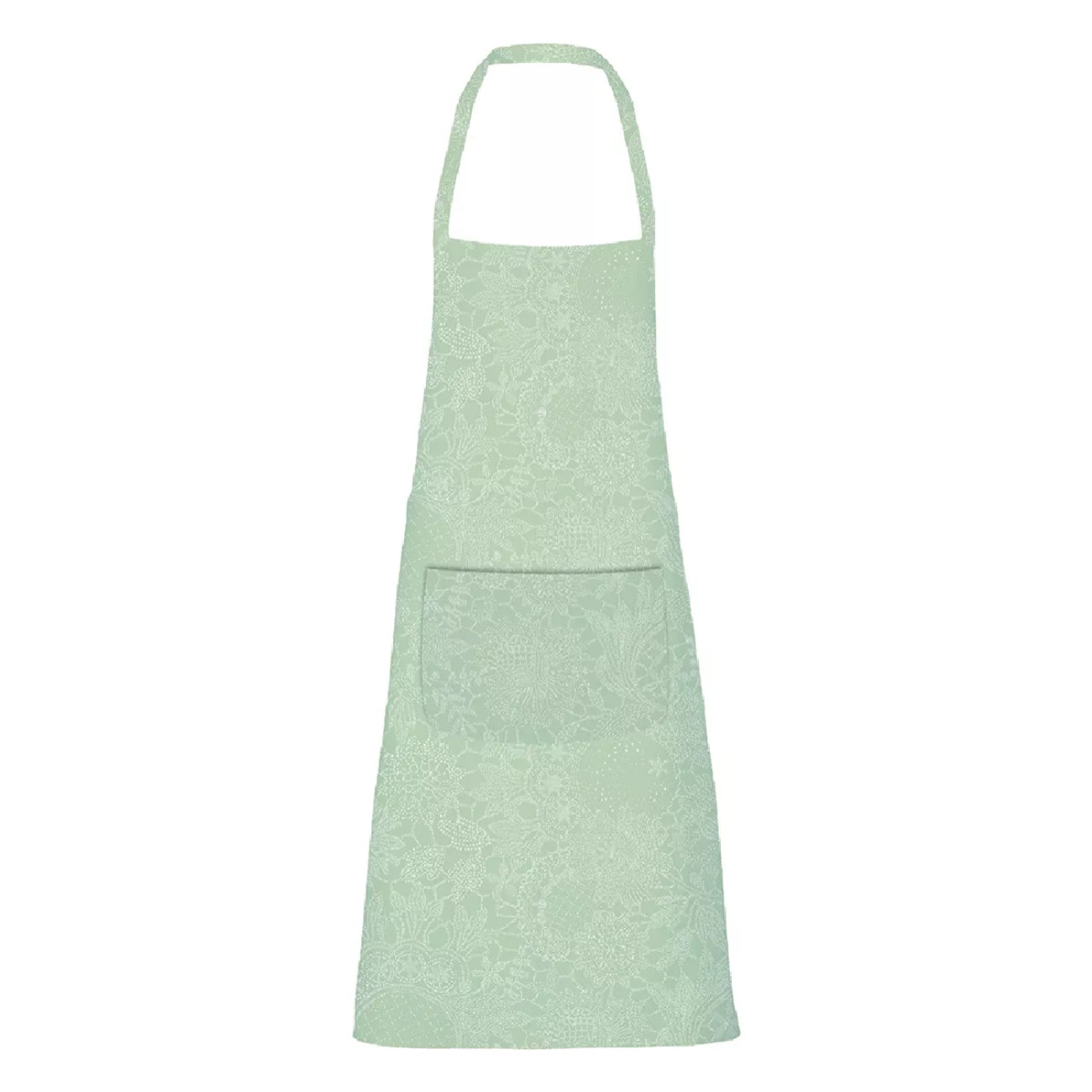Tablier pur coton enduit motif jacquard vert Mille guipures jade