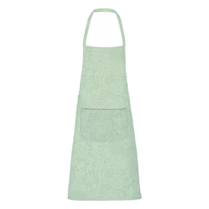 Tablier pur coton enduit motif jacquard vert Mille guipures jade
