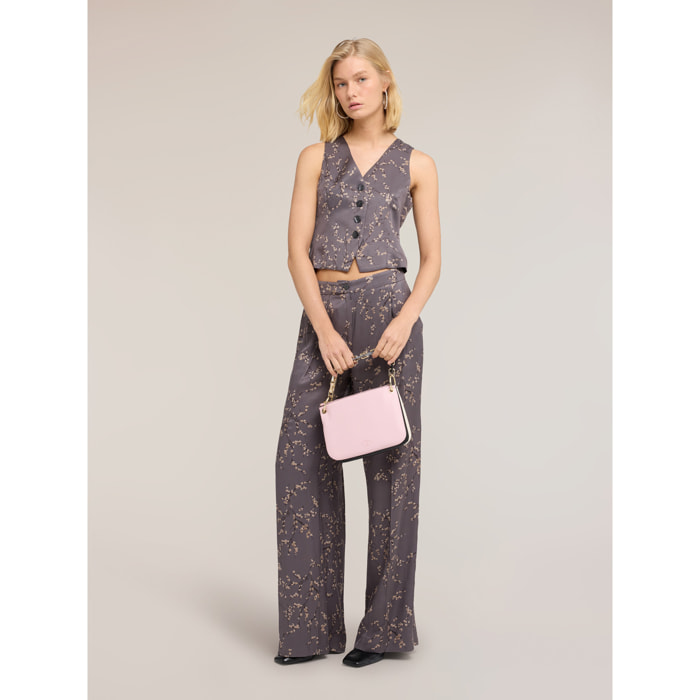 Motivi - Chaleco en sarga de viscosa con estampado de flores - Gris