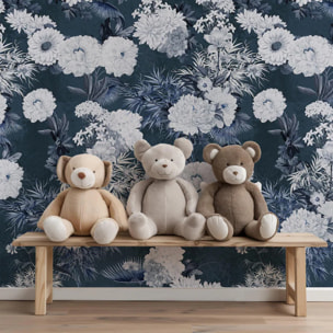 Carta da Parati Floreale Blu Navy