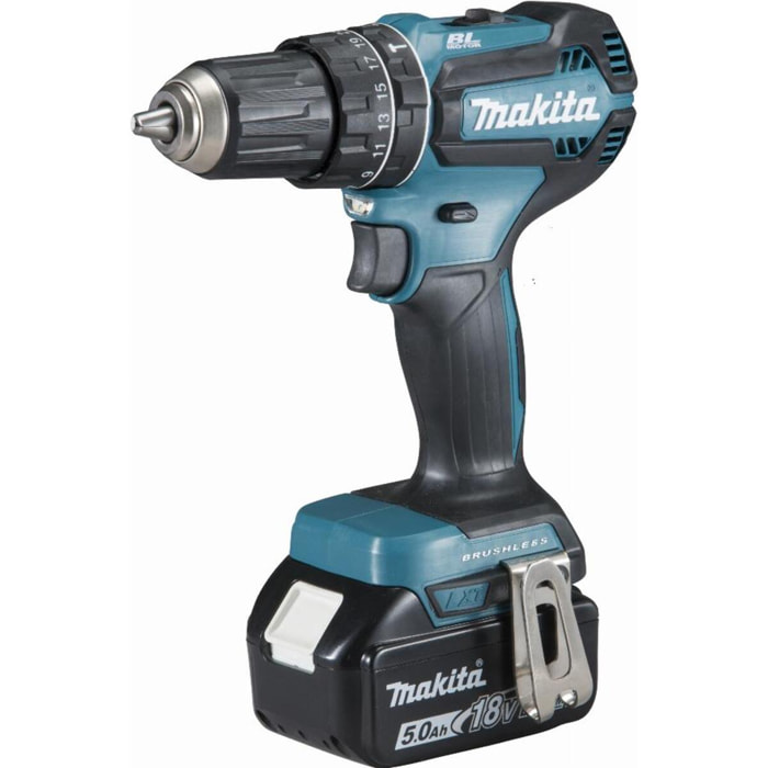 Destornillador de impacto 18 V Li-Ion 5 Ah Ø 13 mm MAKITA - 2 baterías, cargador, maletín - DHP485RTJ