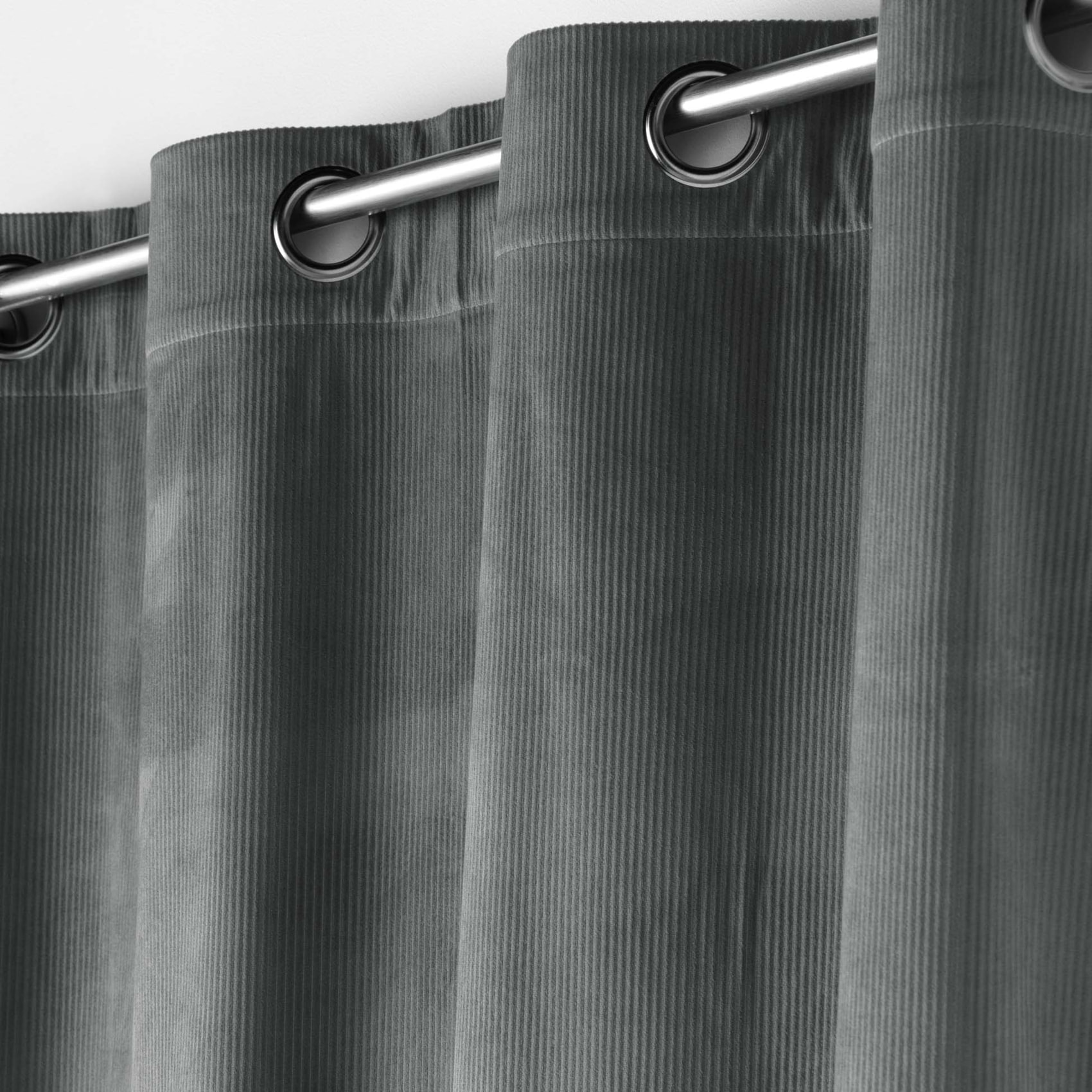 Rideau à œillets casual sauge velours côtelé uni - Gris anthracite