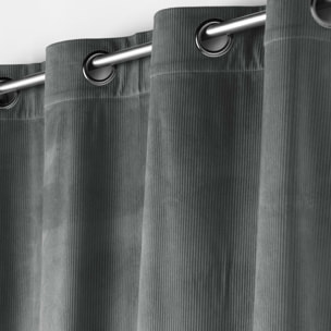 Rideau à œillets casual sauge velours côtelé uni - Gris anthracite
