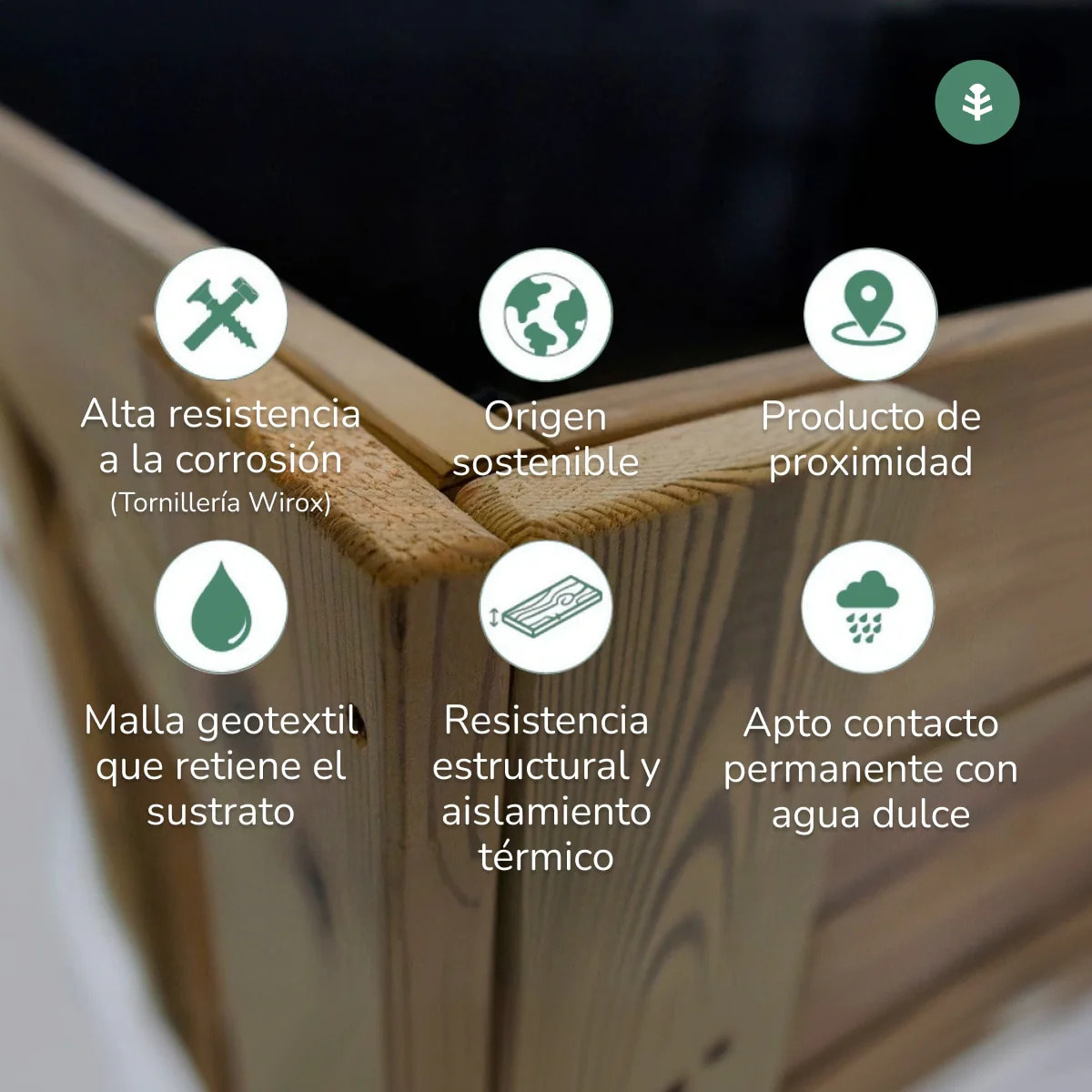 Cajonera de Cultivo Box XXL30 (200x80x30cm) Planeta Huerto 390 L