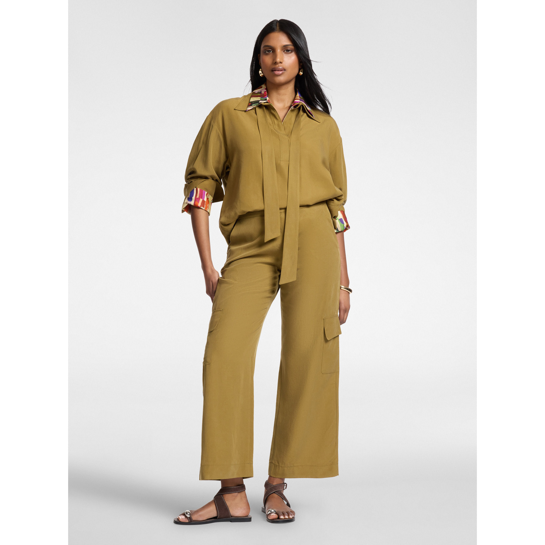 Elena Mirò - Cargo fluidi misto lyocell - Marrone