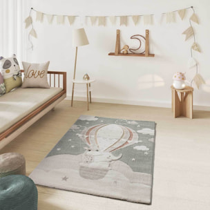CLOWN Alfombra infantil con animales en globo, 120x170 cm