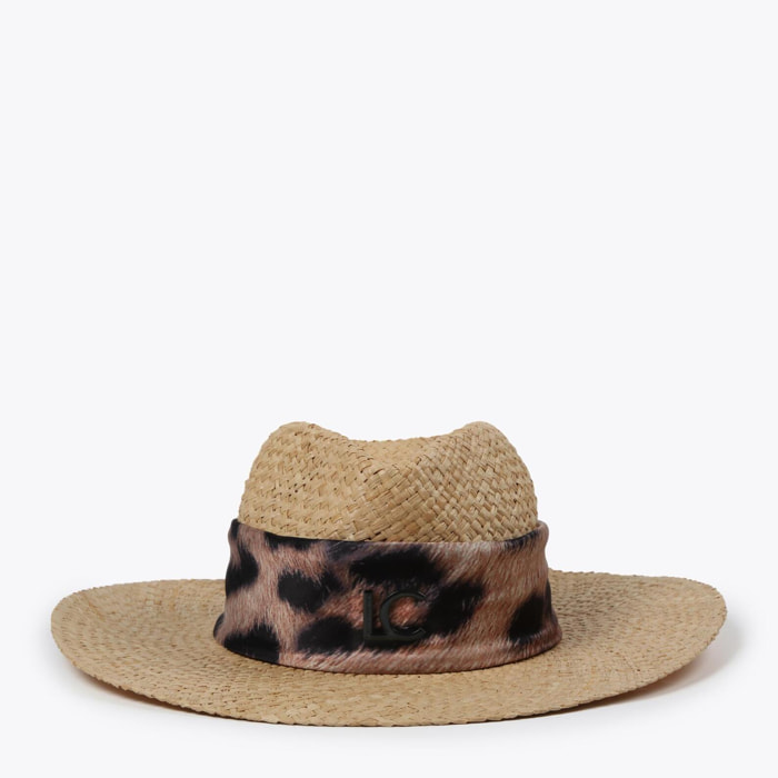 Cappello a tesa larga con foulard