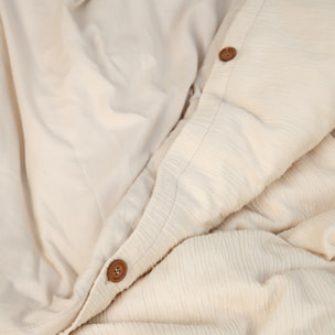 Parure housse de couette gaze de microfibre ecru naturel